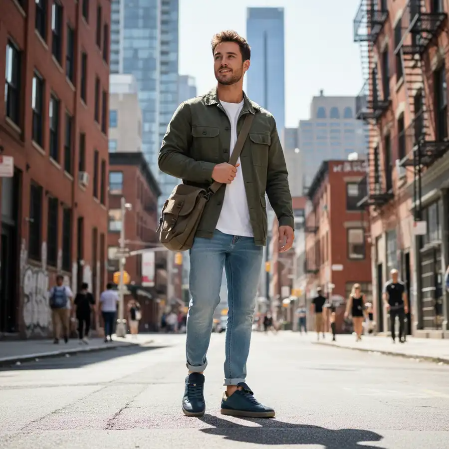 Groundies Panama XT Petrol Zelene barefoot patike lifestyle prikaz osoba stoji na ulici