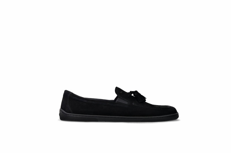 Be Lenka Portsiders barefoot mokasina – bocni pogled na crnu musku mokasinu od velura sa resama

