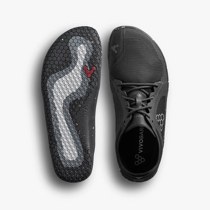 Vivobarefoot Primus Lite 3.5 crne pogled odozgo i pogled na djon