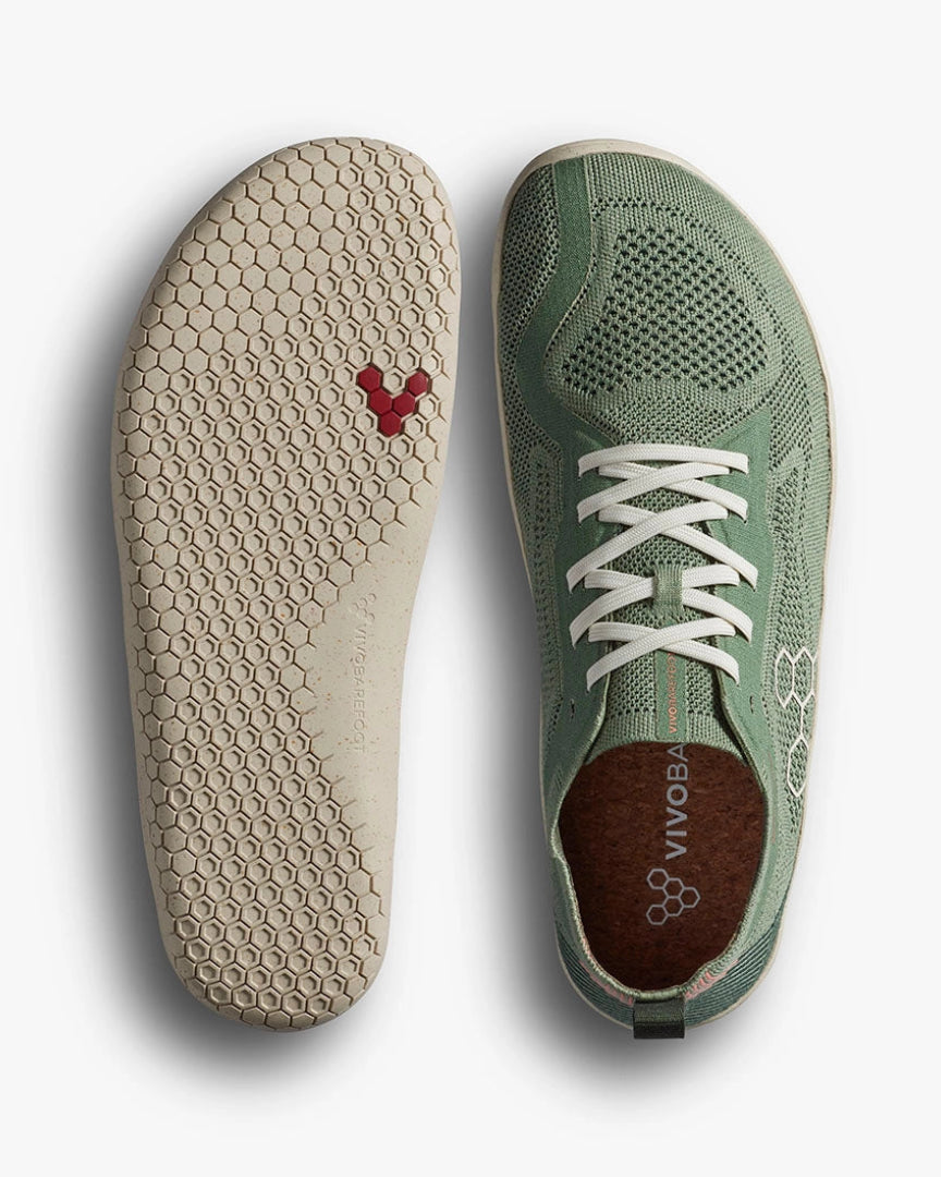 Vivobarefoot Primus Lite Knit Natural Zelena pogled odozgo i djon