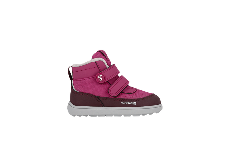 Barefoot cizme Zippu Berry & Grey bocni prikaz desne cizme na beloj pozadini