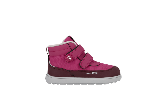 Barefoot cizme Zippu Berry & Grey bocni prikaz desne cizme na beloj pozadini