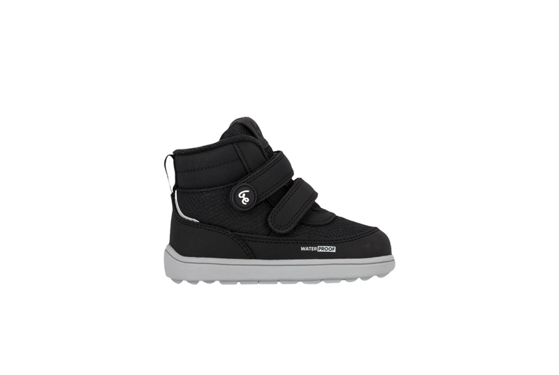 Barefoot cizme Zippu Black & Grey bocni prikaz desne cizme na beloj pozadini