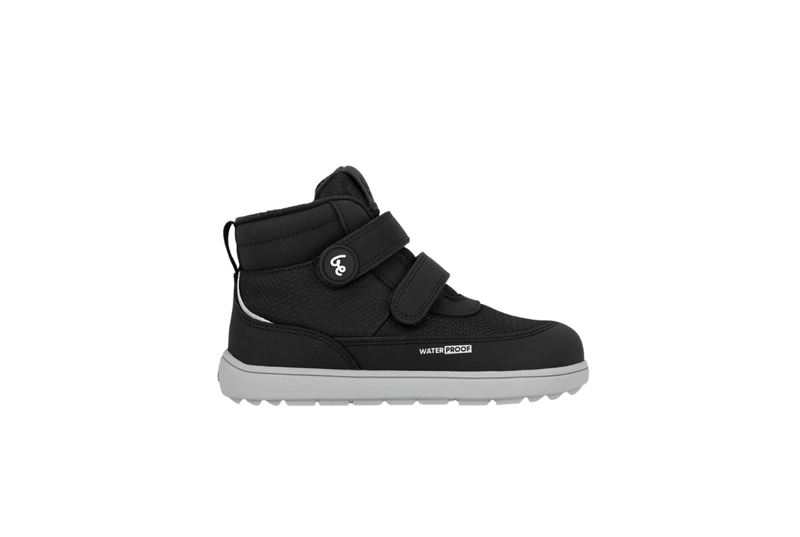 Barefoot cizme Zippu Black & Grey bocni prikaz desne cizme na beloj pozadini