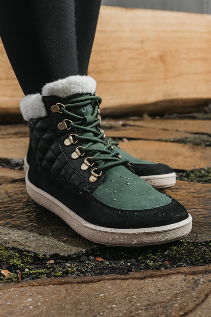 Be Lenka Olivia zelene barefoot čizme lifestyle prikaz po kisi