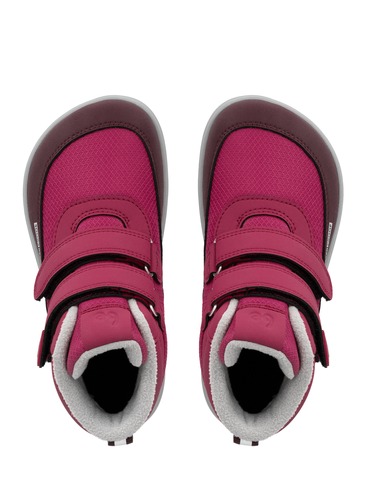 Par barefoot cizama Zippu Berry & Grey prikaz odozgo na beloj pozadini