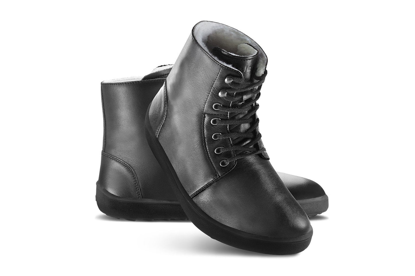 Winter Crne barefoot cizme pogled sa strane na par cizama